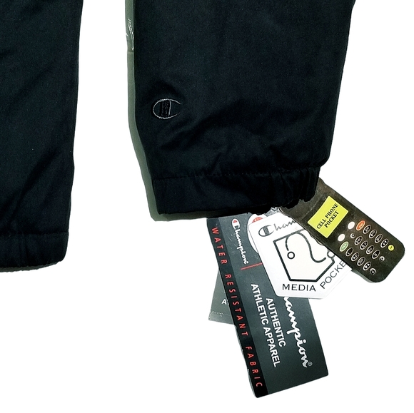 Champion Vintage 00s Mens Fleece Lined Jacket With Phone Pocket Black Medium New - Picture 2 of 13